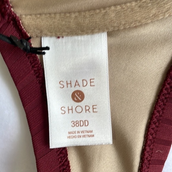 Shade & Shore Unlined Ribbed Bikini Top in Dark Red - Picture 7 of 10